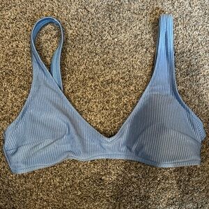 Shimmery blue scoop bikini top